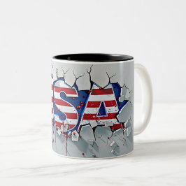 USA Mug, 4th of July Mug, Independence Day Tweekleurige Koffiemok