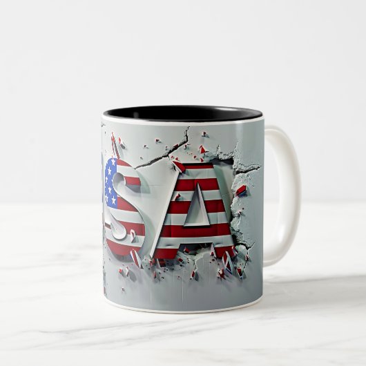 USA Mug, 4th of July Mug, Independence Day Tweekleurige Koffiemok (Voorkant rechts)
