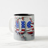 USA Mug, 4th of July Mug, Independence Day Tweekleurige Koffiemok (Voorkant links)