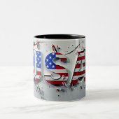 USA Mug, 4th of July Mug, Independence Day Tweekleurige Koffiemok (Center)