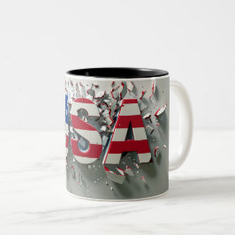 USA Mug, 4th of July Mug, Independence Day Tweekleurige Koffiemok