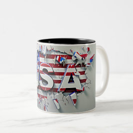 USA Mug, 4th of July Mug, Independence Day Tweekleurige Koffiemok