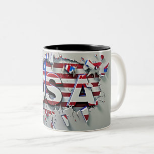 USA Mug, 4th of July Mug, Independence Day Tweekleurige Koffiemok