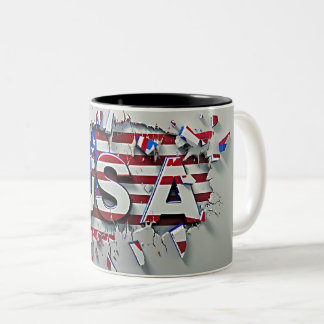 USA Mug, 4th of July Mug, Independence Day Tweekleurige Koffiemok