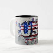 USA Mug, 4th of July Mug, Independence Day Tweekleurige Koffiemok (Voorkant links)