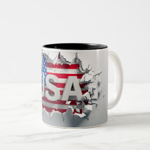 USA Mug, 4th of July Mug, Independence Day Tweekleurige Koffiemok