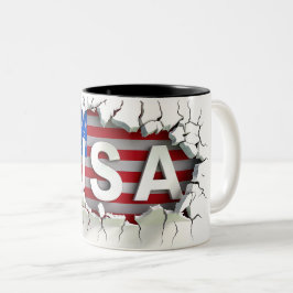 USA Mug, 4th of July Mug, Independence Day Tweekleurige Koffiemok