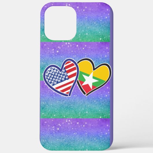 USA Myanmar Love Hearts Case-Mate iPhone Case (Achterkant)
