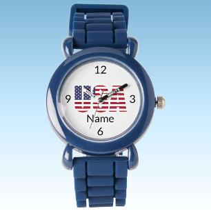 USA, Naam Kinder Blue Silicone Strap Plastic Horloge
