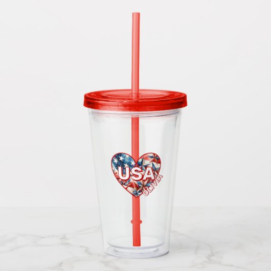 USA Naam toevoegen Acryl Drinkbeker (Voorkant)