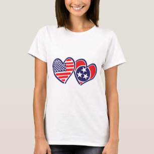 USA—Nashville—Flag—Hearts T-shirt