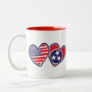 USA—Nashville—Flag—Hearts Tweekleurige Koffiemok