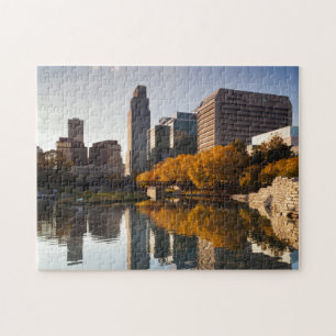 USA, Nebraska, Omaha, Gene Leahy Mall, Skyline Legpuzzel
