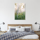 USA, New Hampshire. Birch trees in clearing fog Canvas Afdruk (Insitu (Slaapkamer))
