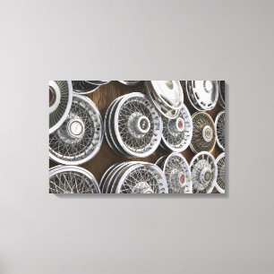 USA, New Mexico, Prewitt: Auto Hubcaps / Rt. 66 Canvas Afdruk