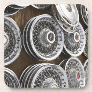 USA, New Mexico, Prewitt: Auto Hubcaps / Rt. 66 Drankjes Onderzetter