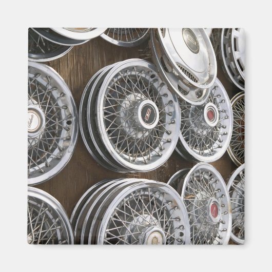 USA, New Mexico, Prewitt: Auto Hubcaps / Rt. 66 Magneet (Voorkant)