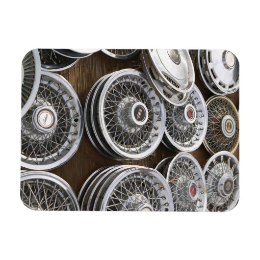 USA, New Mexico, Prewitt: Auto Hubcaps / Rt. 66 Magneet (Horizontaal)