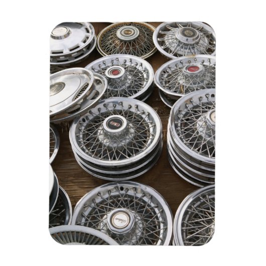 USA, New Mexico, Prewitt: Auto Hubcaps / Rt. 66 Magneet (Verticaal)