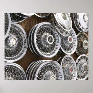 USA, New Mexico, Prewitt: Auto Hubcaps / Rt. 66 Poster