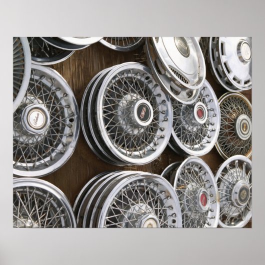 USA, New Mexico, Prewitt: Auto Hubcaps / Rt. 66 Poster (Voorkant)