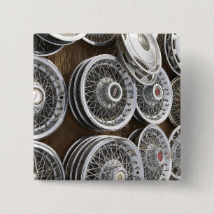 USA, New Mexico, Prewitt: Auto Hubcaps / Rt. 66 Vierkante Button 5,1 Cm