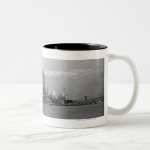 USA New York City Manhattan skyline B&W Tweekleurige Koffiemok
