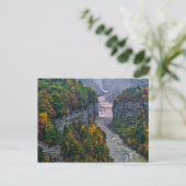 USA, New York, Letchworth State Park. de rivier en Briefkaart (Staand voorkant)