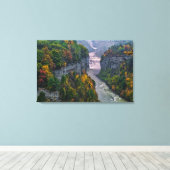 USA, New York, Letchworth State Park. de rivier en Canvas Afdruk (Insitu (Houten vloer))