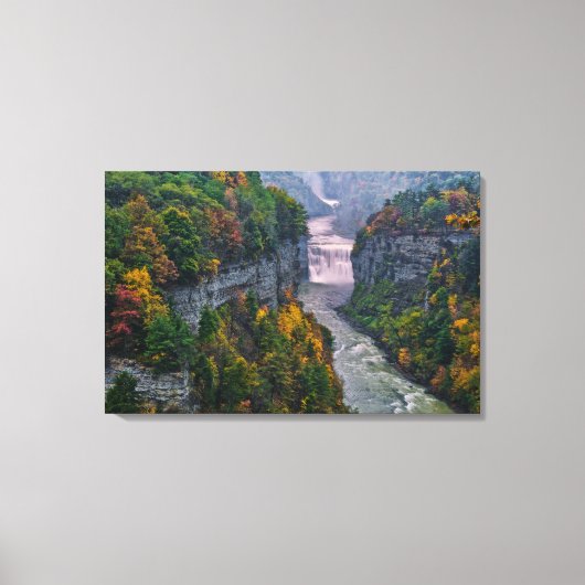 USA, New York, Letchworth State Park. de rivier en Canvas Afdruk (Voorkant)