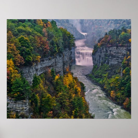 USA, New York, Letchworth State Park. de rivier en Poster (Voorkant)