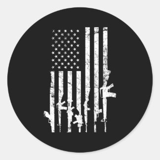 USA noodlijdende vlag Pistolen Pro Pistool 2e ADT Ronde Sticker