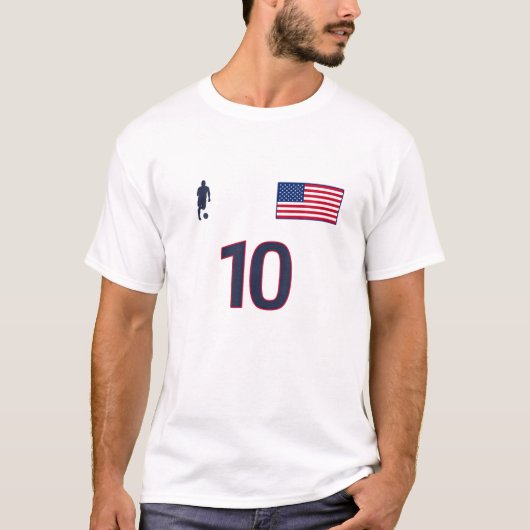 USA Nr. 10 - Soccer Team - Jersey Style - USA Flag T-shirt (Voorkant)