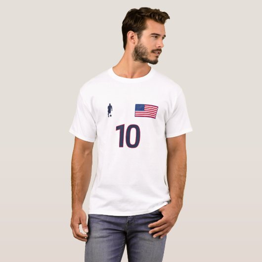 USA Nr. 10 - Soccer Team - Jersey Style - USA Flag T-shirt (Voorkant volledig)