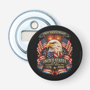 USA onafhankelijkheid 250e verjaardag 1776 2026 Button Flesopener