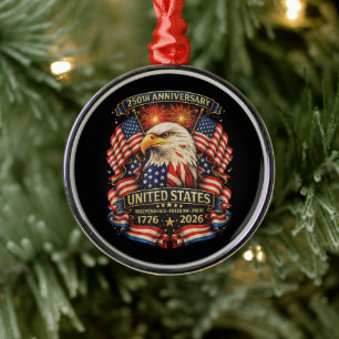 USA Onafhankelijkheid 250e Verjaardag 1776 2026 Metalen Ornament