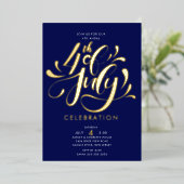 USA Onafhankelijkheidsbash Folie Uitnodiging (Staand Voorkant)