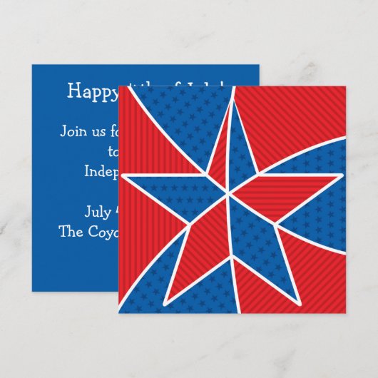 USA Onafhankelijkheidsdag 4 juli uitnodiging (Voorkant / Achterkant)