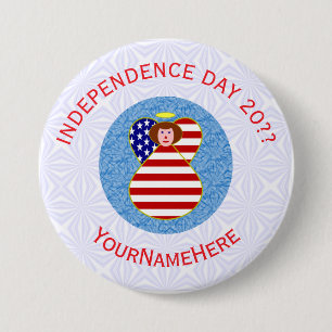USA Onafhankelijkheidsdag Engel Vlag Gepersonalise Ronde Button 7,6 Cm