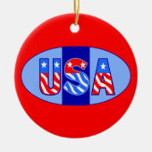 USA Oval Keramisch Ornament (Voorkant)