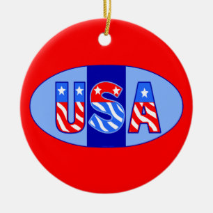USA Oval Keramisch Ornament