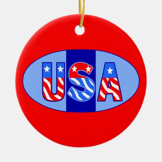 USA Oval Keramisch Ornament (Voorkant)