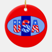 USA Oval Keramisch Ornament (Achterkant)