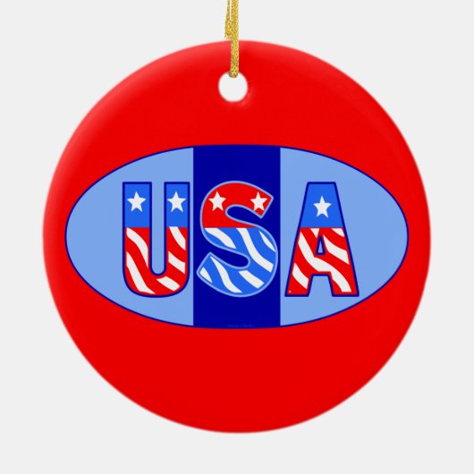 USA Oval Keramisch Ornament (Achterkant)