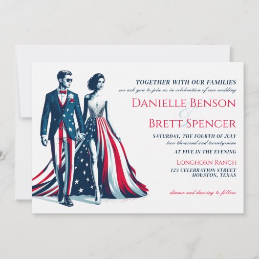 USA paar bruiloft uitnodiging (Voorkant)
