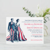 USA paar bruiloft uitnodiging (Staand voorkant)