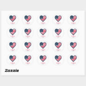 USA Paar Hart Bruiloft Ronde Sticker (Vel)