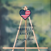 USA Paar Hart Bruiloft Welkom Acryl Bord (Neutraal)