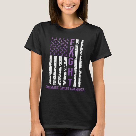 USA Paarse Vlag Maand November Pancreaskanker A T-shirt (Voorkant)