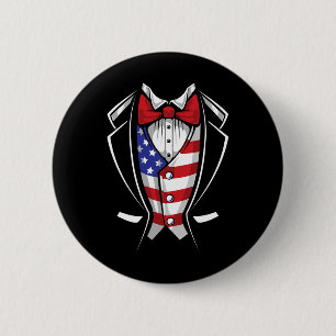 Usa Pak Amerikaans Tuxedo Patriottisch 4 juli Vlag Ronde Button 5,7 Cm